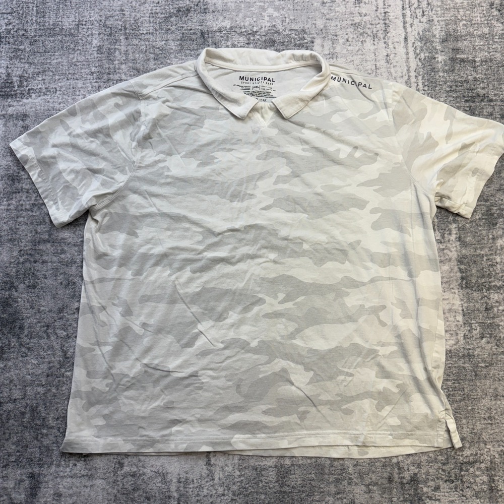 Municipal Sport Utility Gear Polo Shirt Mens 2XL White Camo Cotton Stretch Golf
